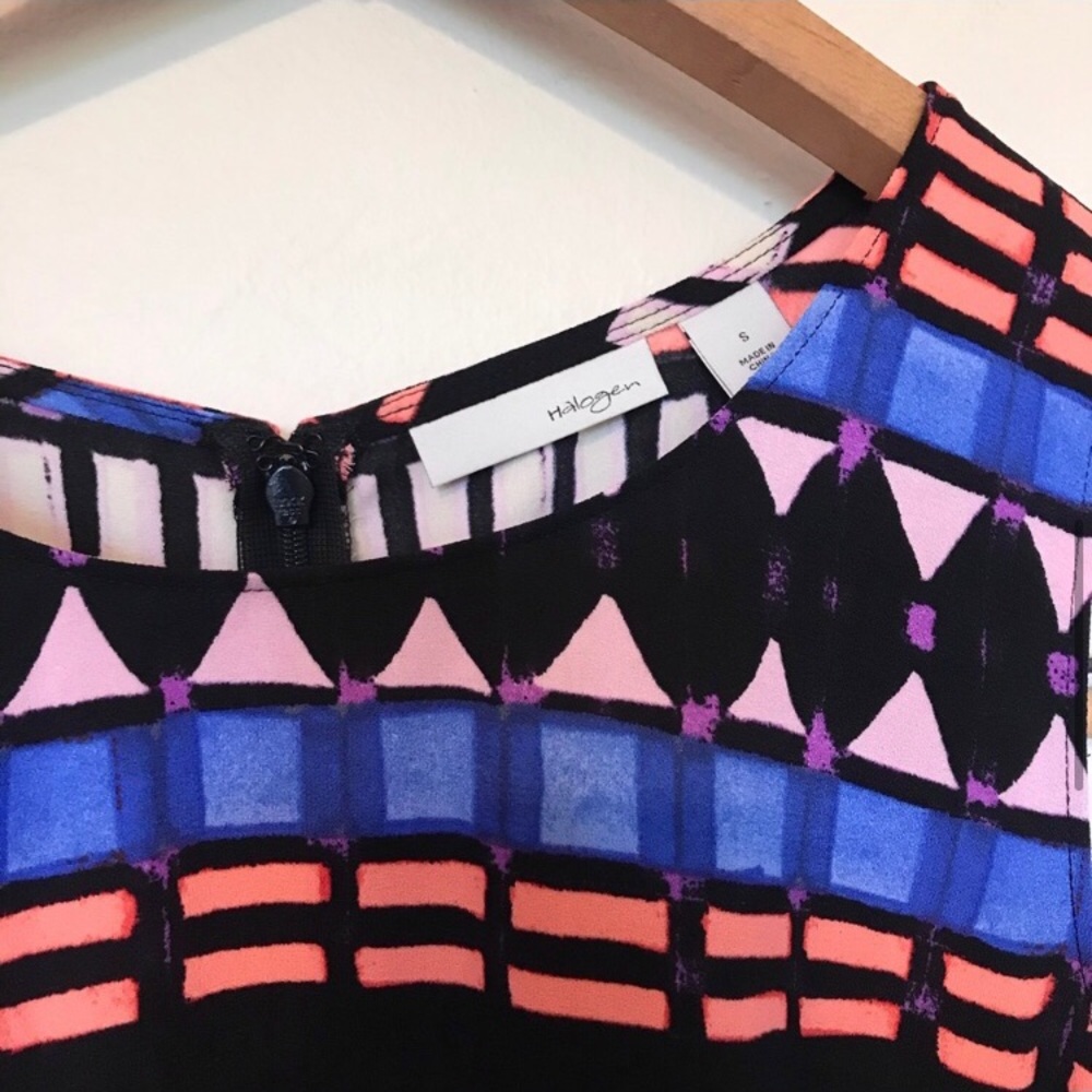 Halogen 🧡 Shift Dress Flowy Geometric Pattern - Picture 3 of 5